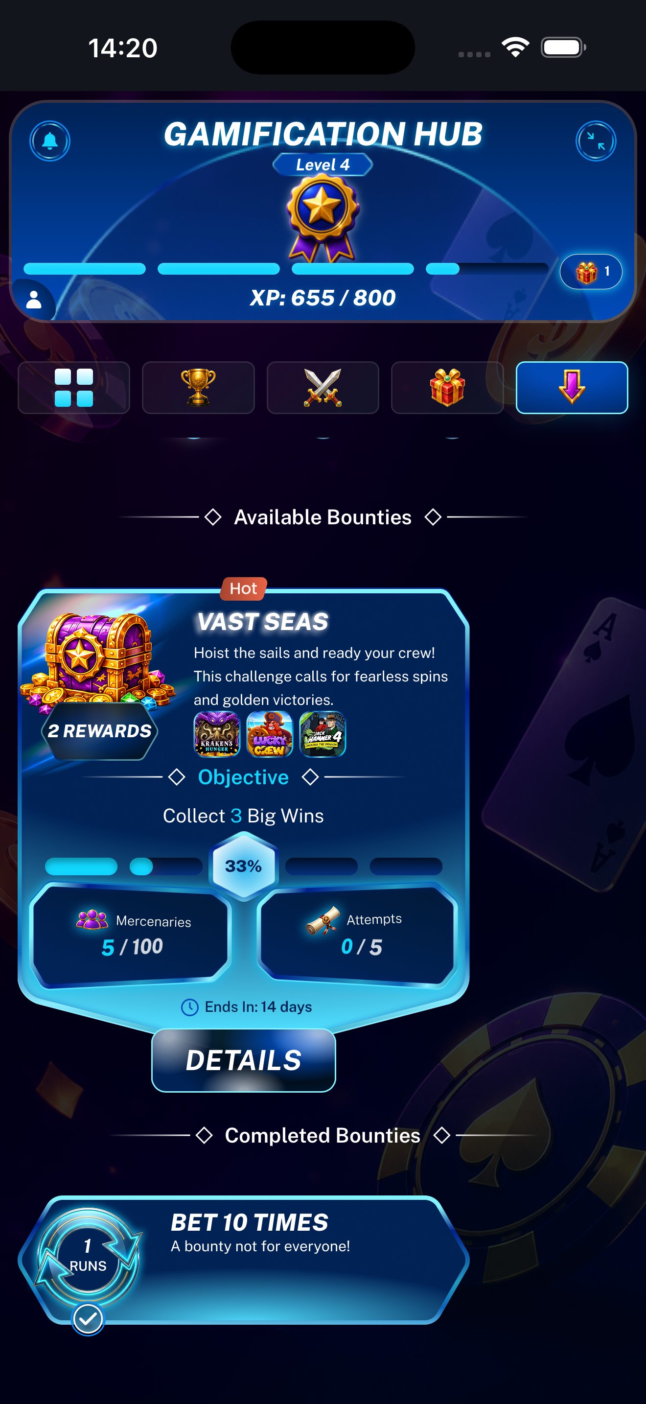 Additional Bounties landing page displayed on a mobile phone